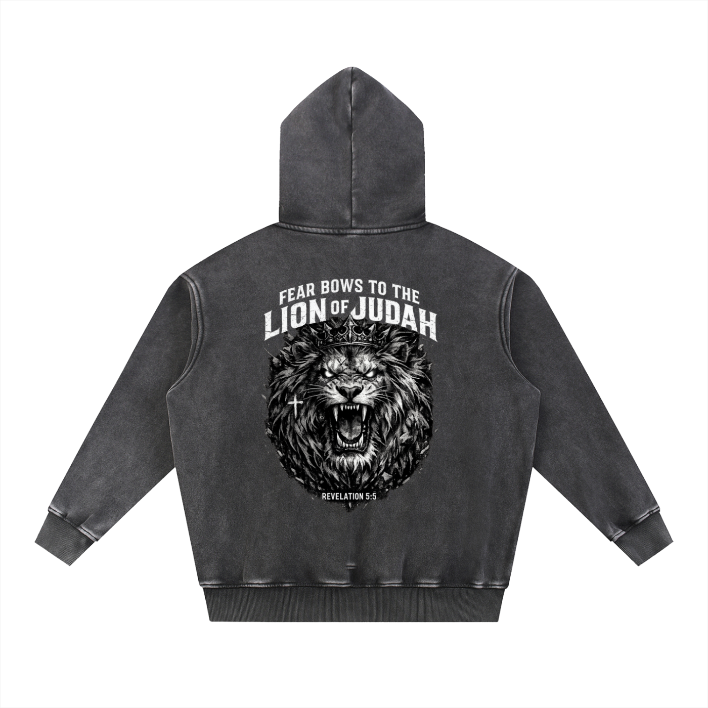 Snow Wash Oversize Hoodie fear bows to the lion of Judah