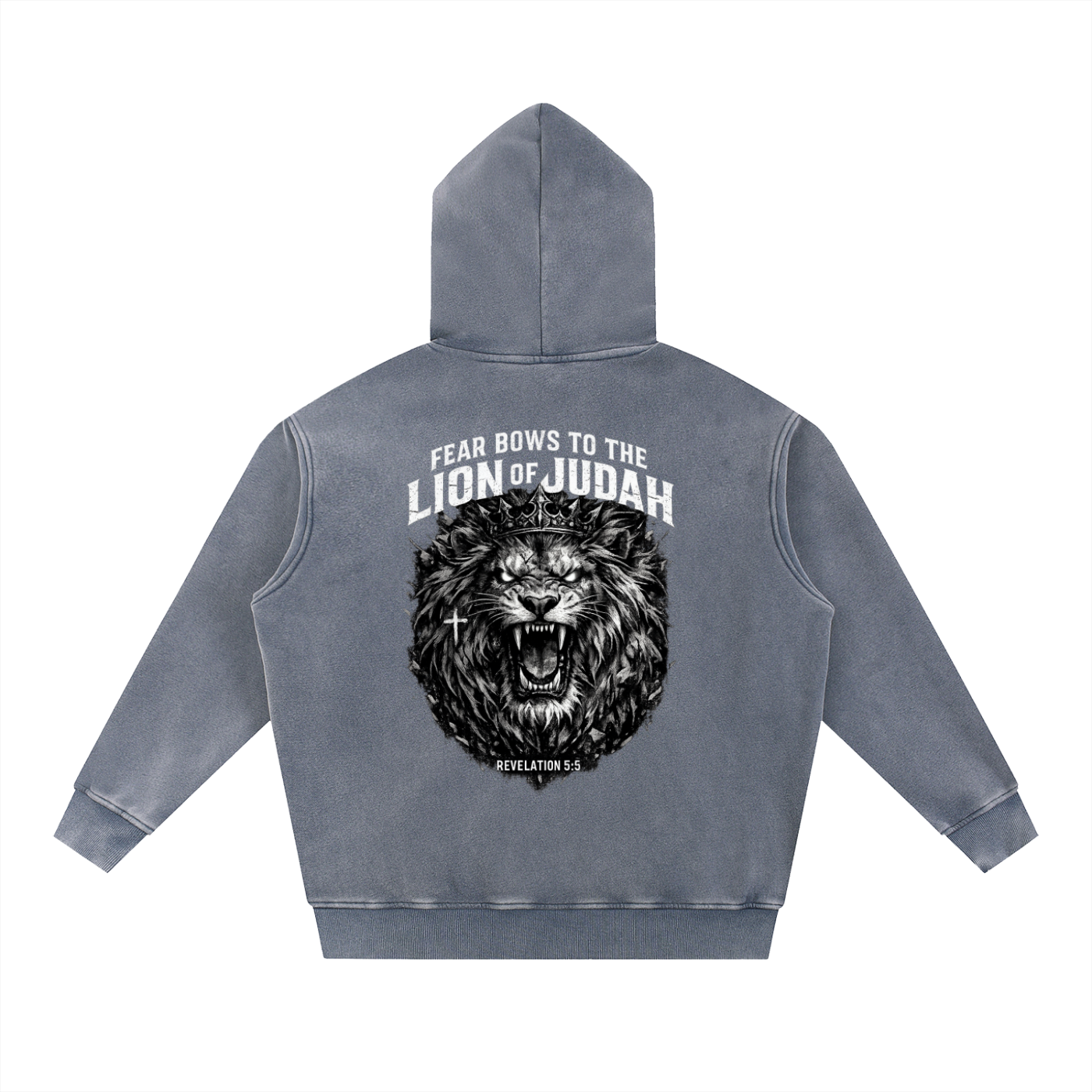Snow Wash Oversize Hoodie fear bows to the lion of Judah